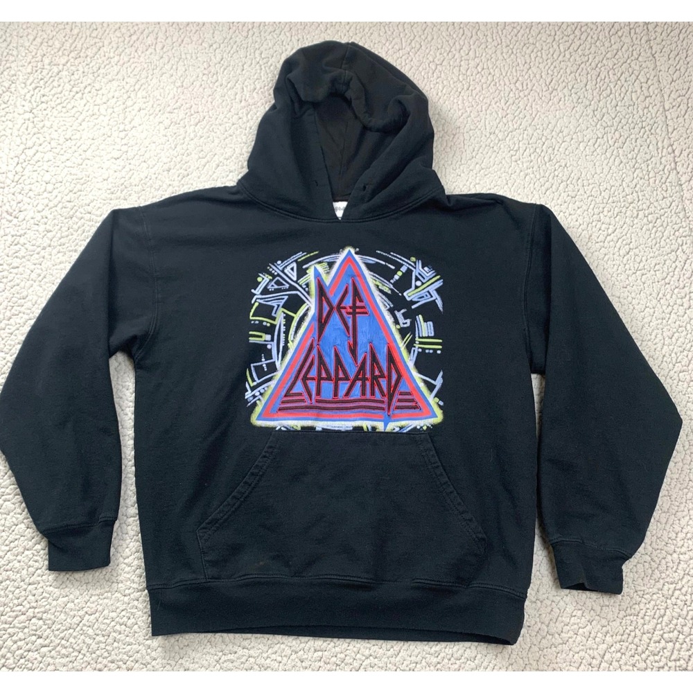 Def Leppard Hysteria Tour Graphic Hoodie Medium Black Heavy‎ Metal Rock Pullover